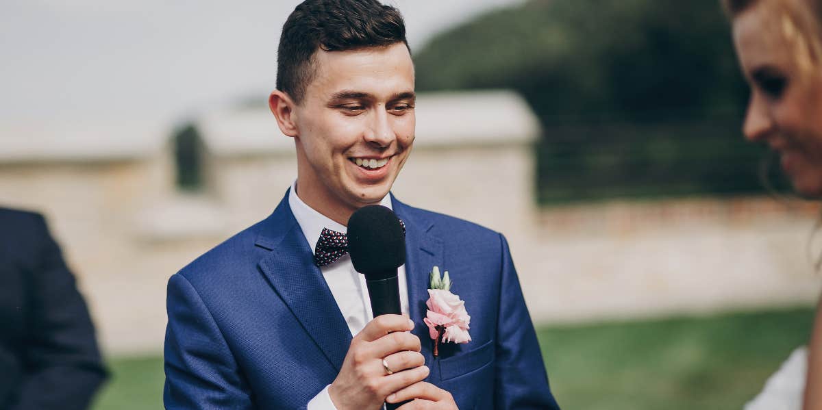 Man giving speech at wedding