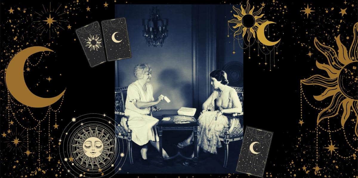 tarot imagery and old photo of women