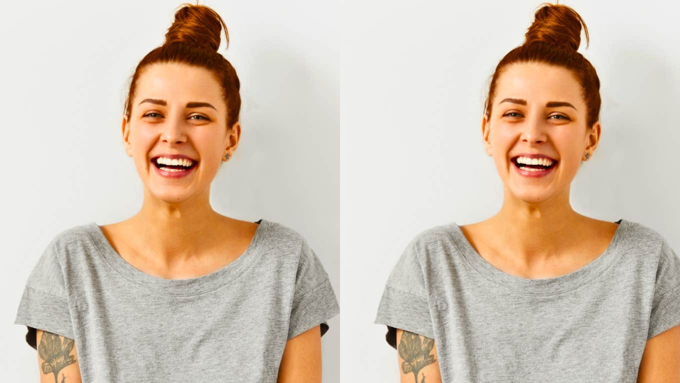 At What Age Are People Happiest doubled image of happy smiling woman
