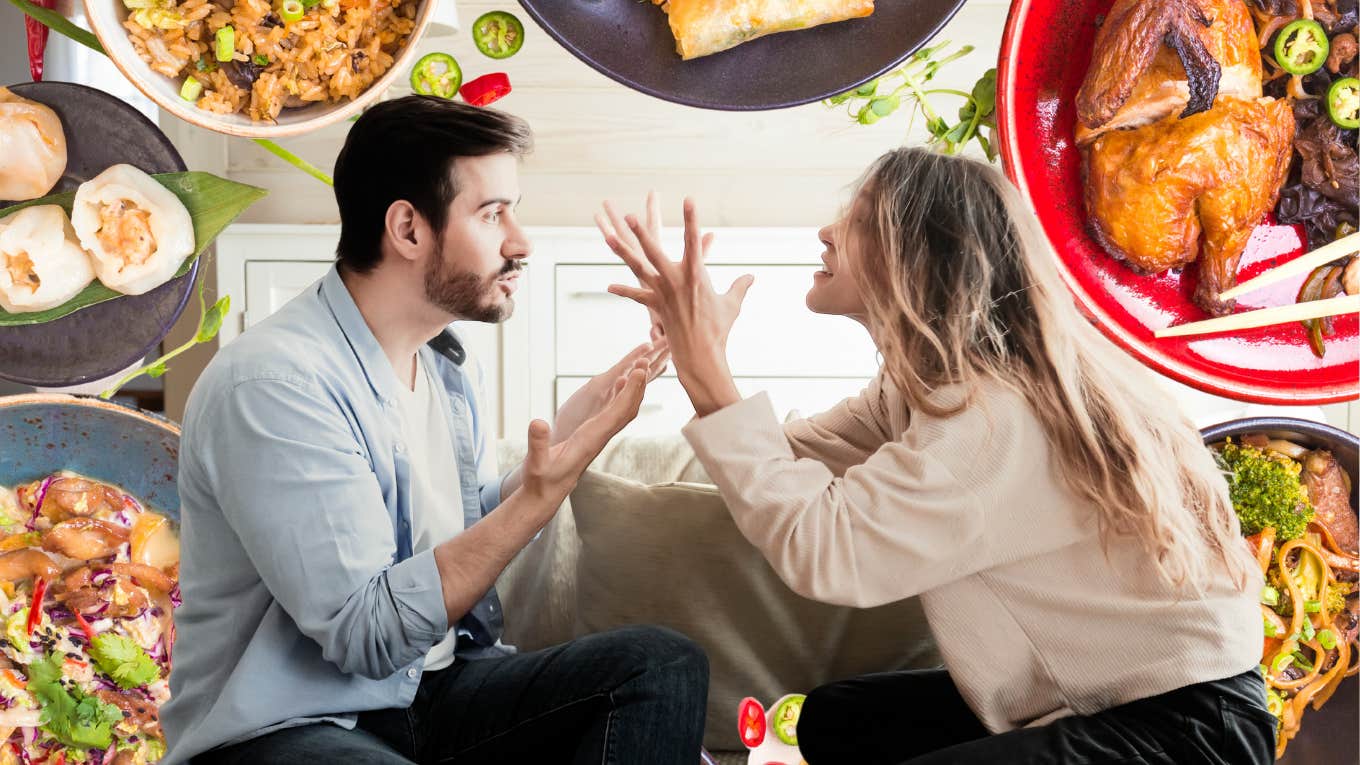 Couple arguing about what to eat