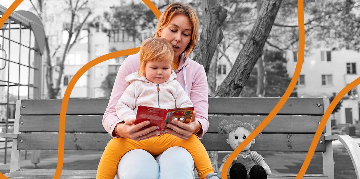 Mom reading to her kid