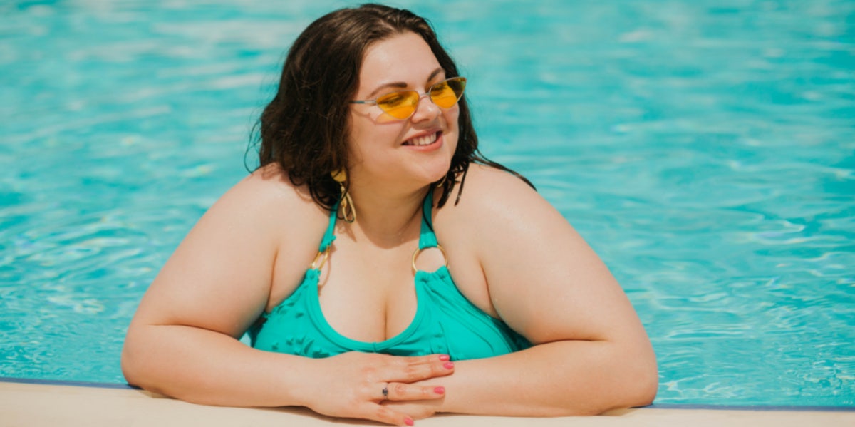 plus size woman in pool 