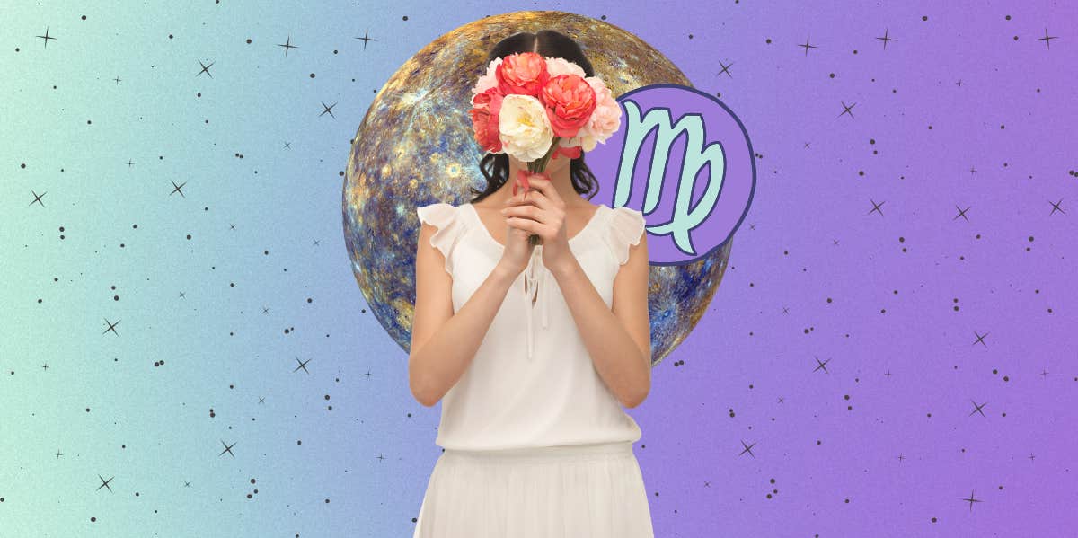 woman holding flowers, mercury, virgo zodiac symbol