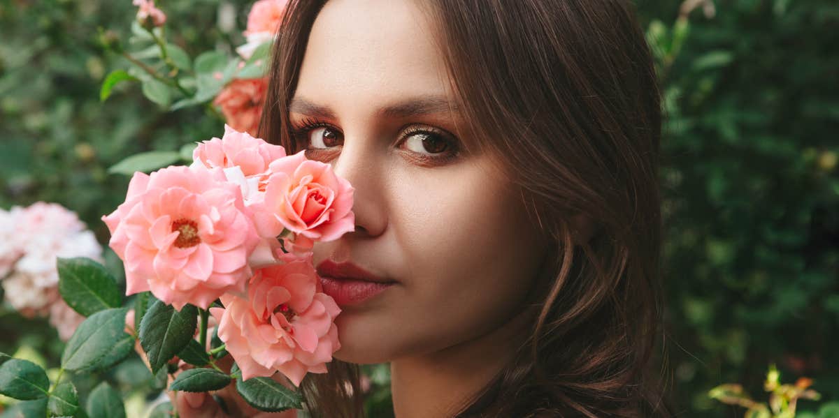 woman with flower