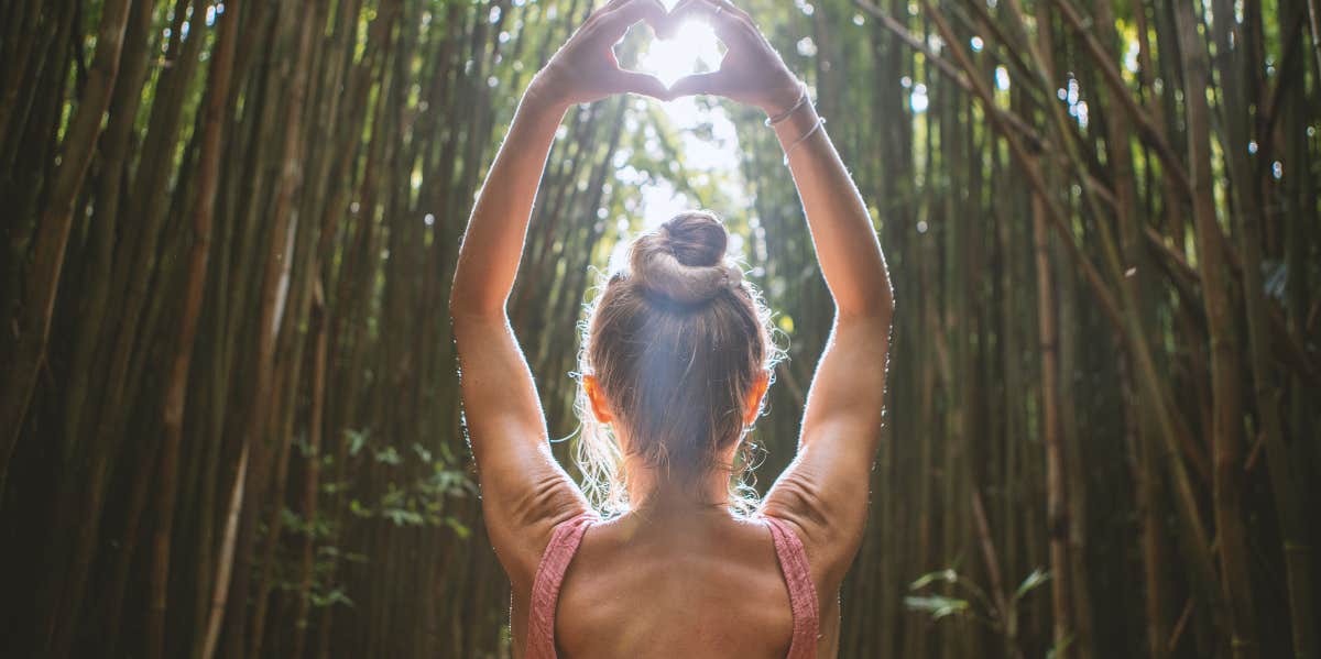 woman loving nature