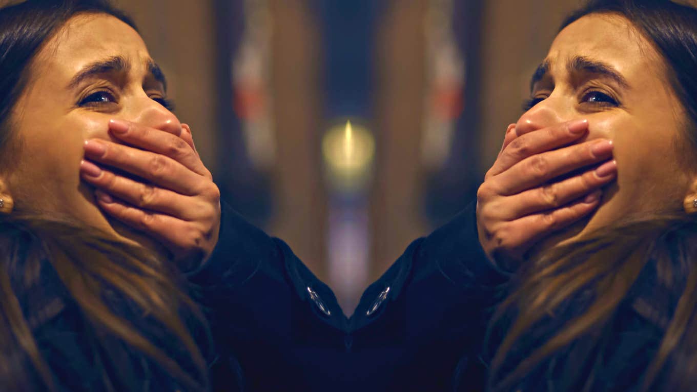 The 10 Seconds That Ended My 20-Year Marriage mirror image of woman covering her mouth in shock