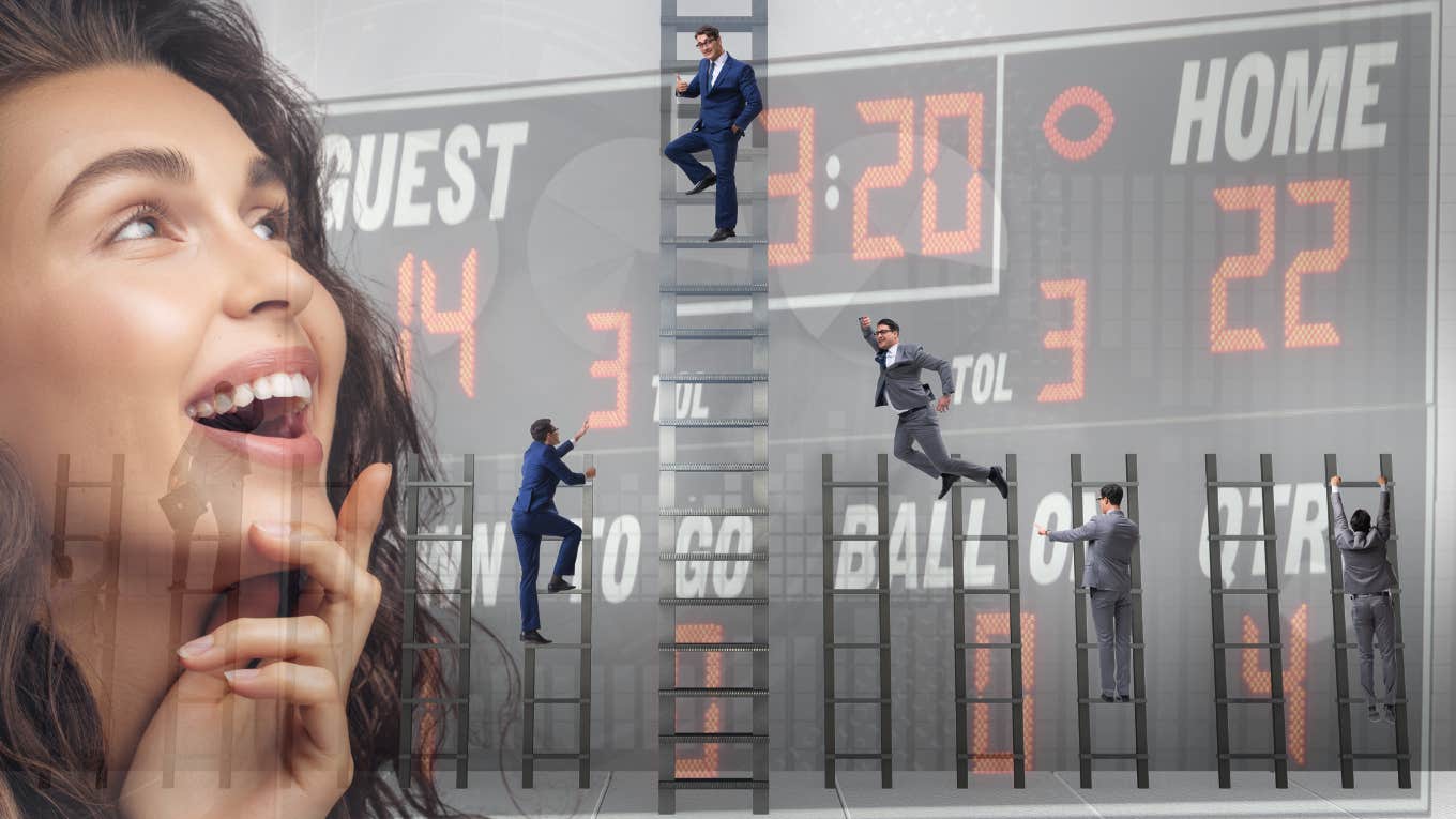 What Every Rational Person Wants Their Partner To Know Man climbing all ladders of life and keeping score