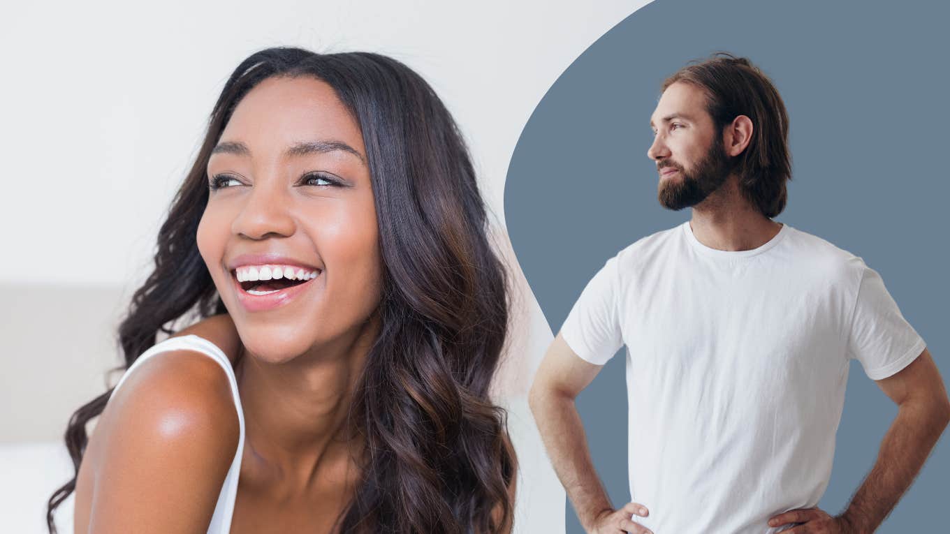 Man looking at woman smiling 