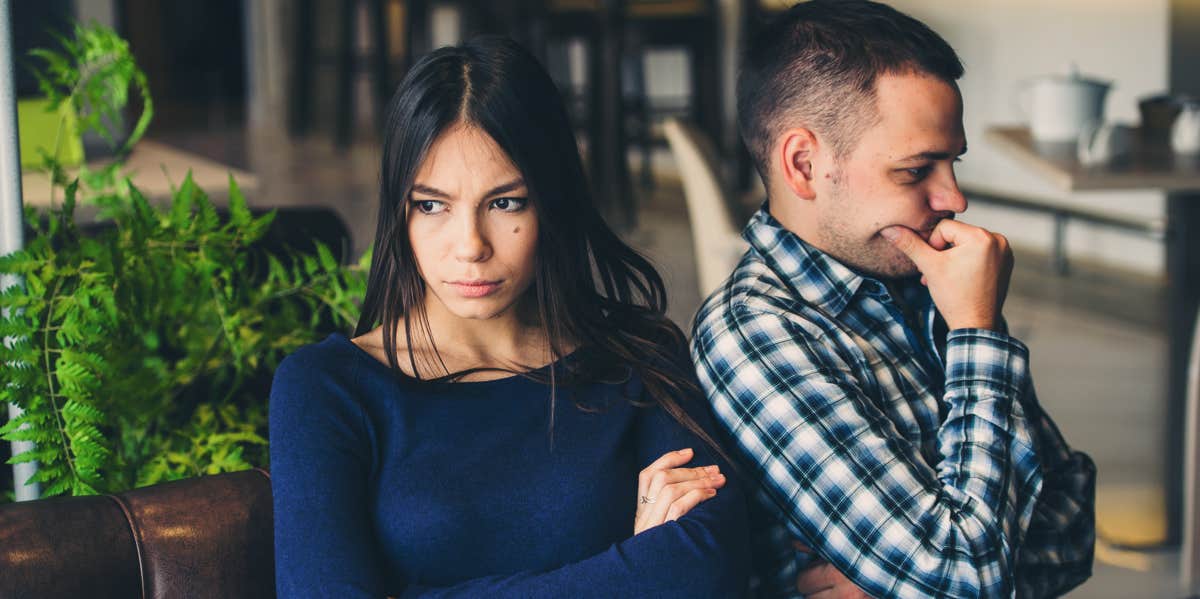 upset couple turned away from each other