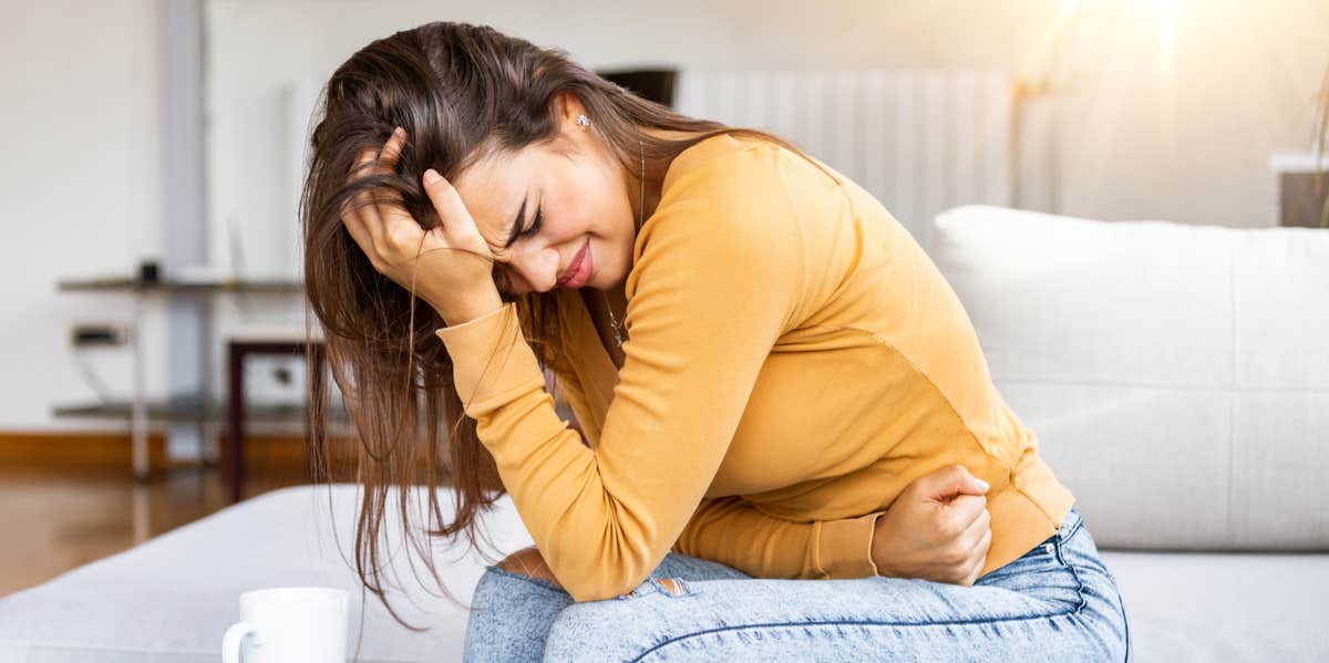 woman with stomach pain