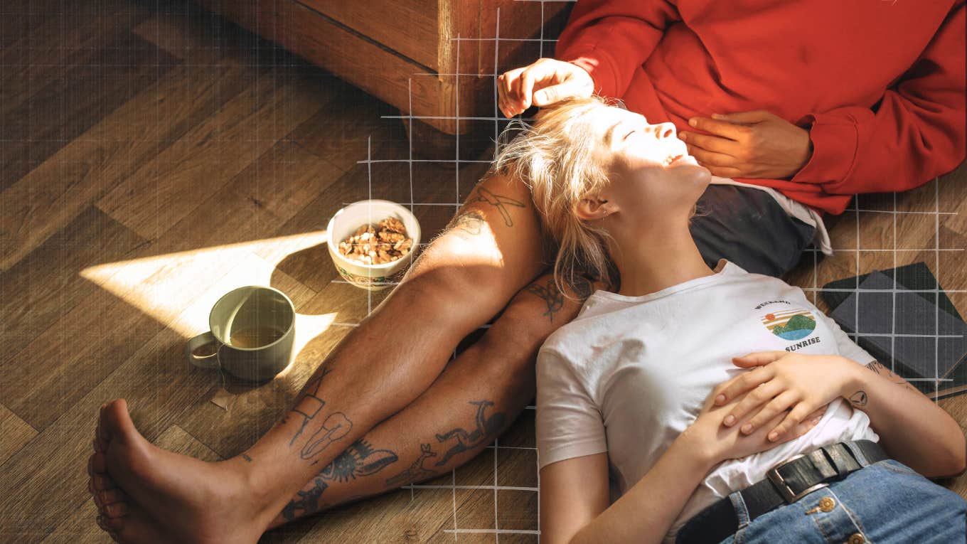 5 Longtime Married Couples Reveal The Hardest Part About Marriage Couple working together, snuggling on the floor