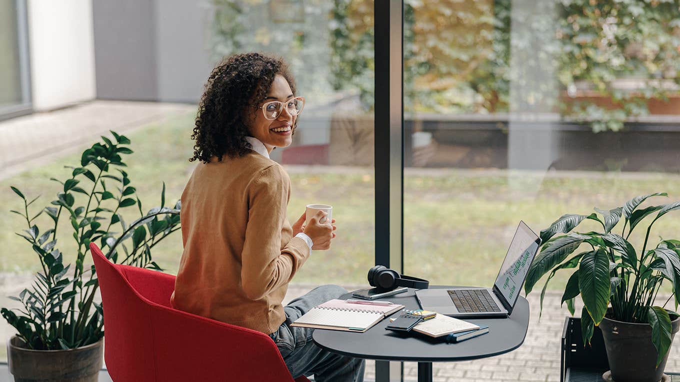 working woman at desk