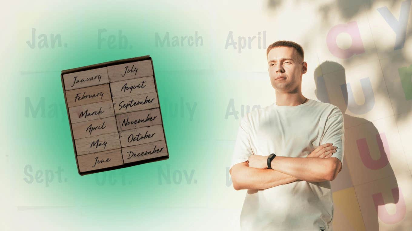 What The Order You Visualize The Months Of The Year In Reveals About You man with arms crossed and months of the year