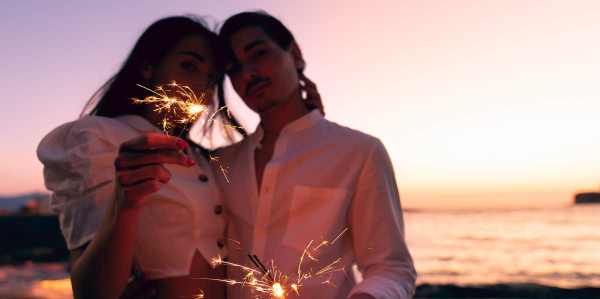 couple with sparkler