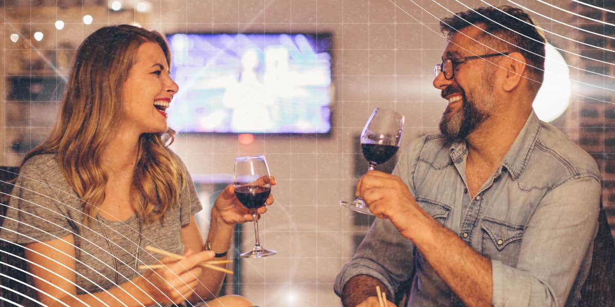 The Type Of Guy You Deserve, Based On Your Love Language Happy couple drinking wine