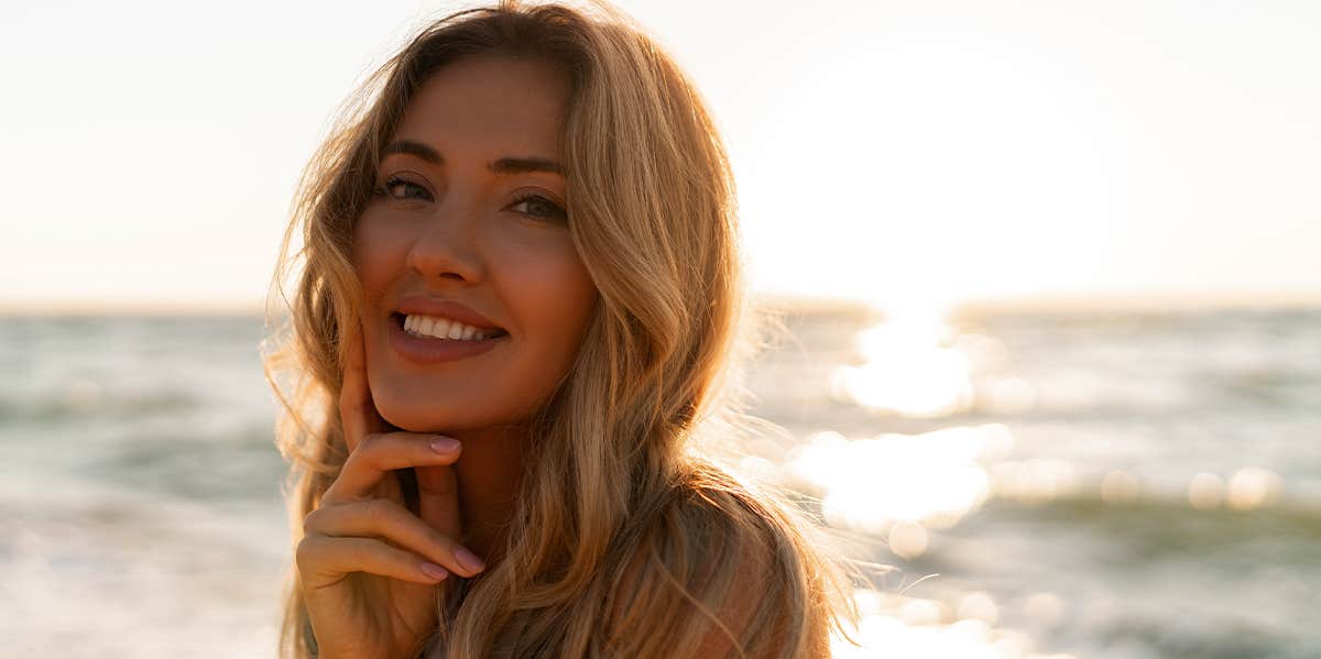 happy woman on the beach