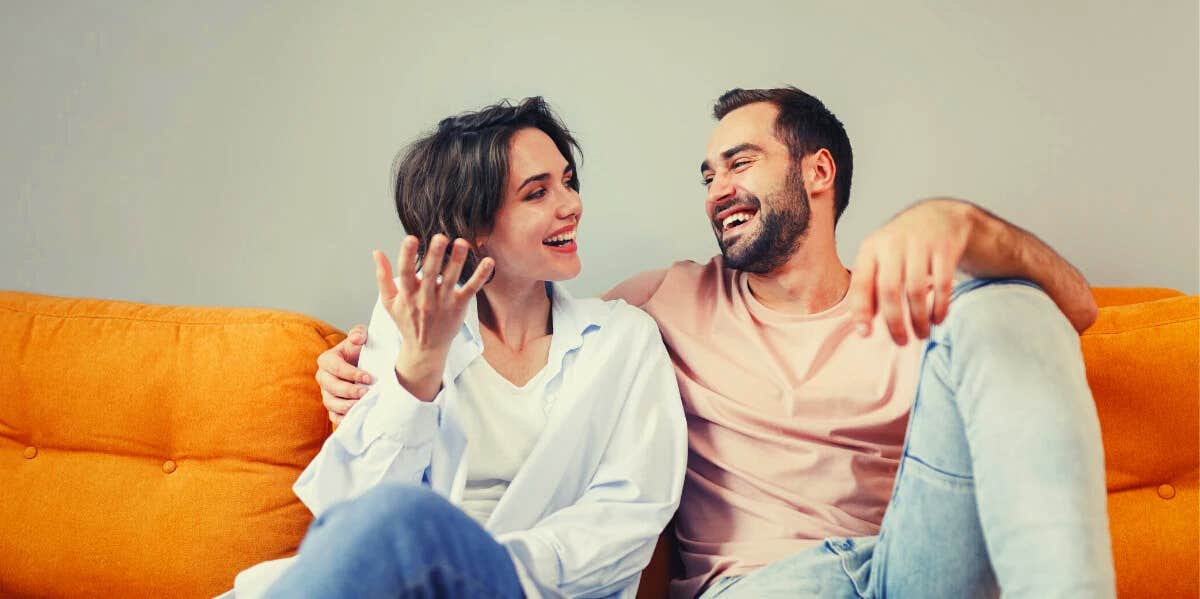 couple sitting together talking about a compromise