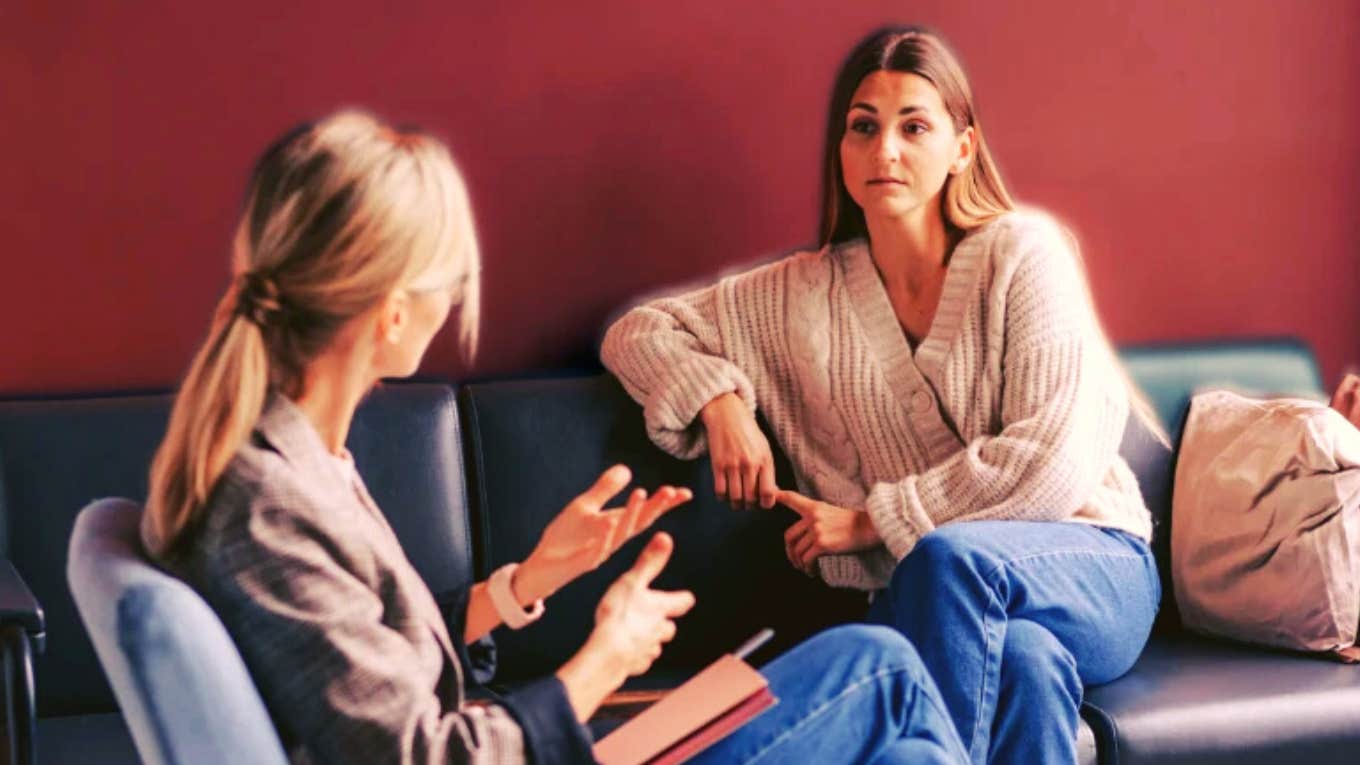 woman talking to her therapist