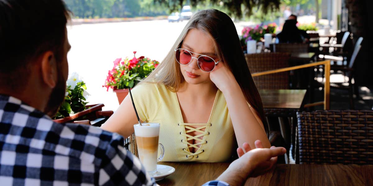 unhappy woman on date