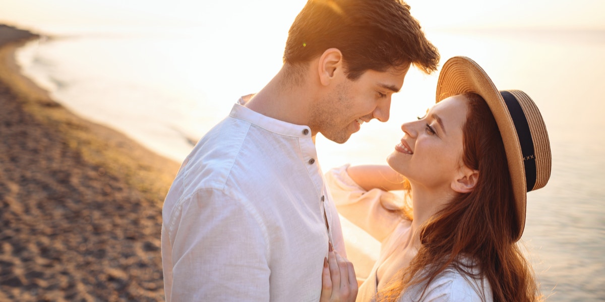 woman smiling at man