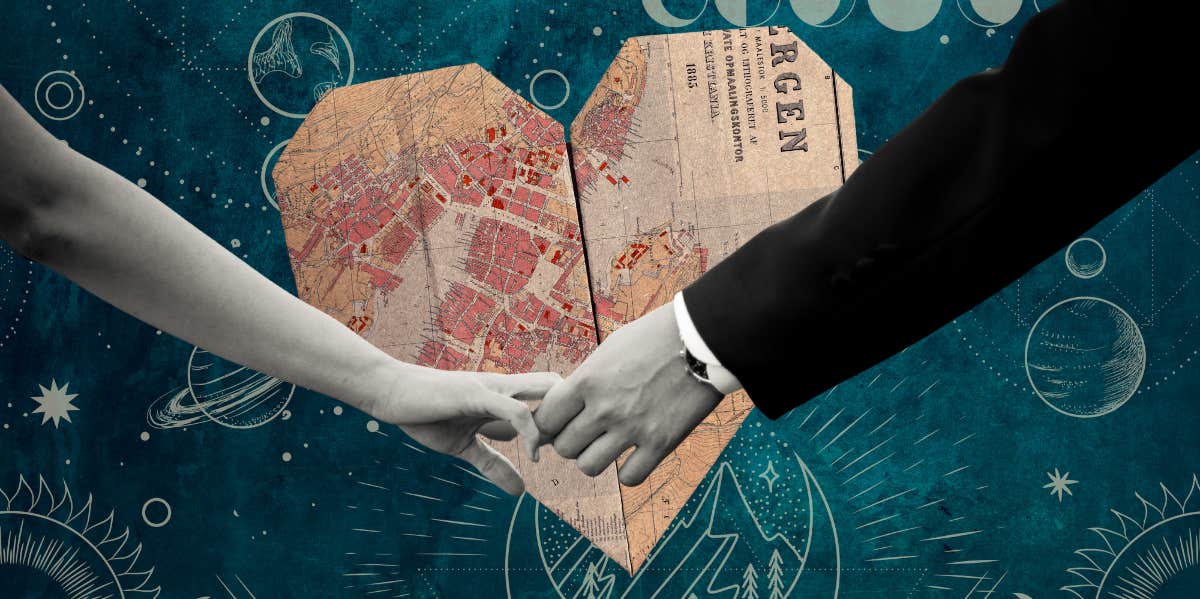 Where You'll Meet Your Soulmate: Astrology & The 7th House Ruler holding hands and heart map