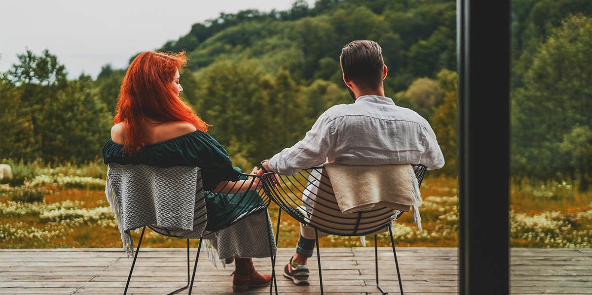 couple sitting together on porch