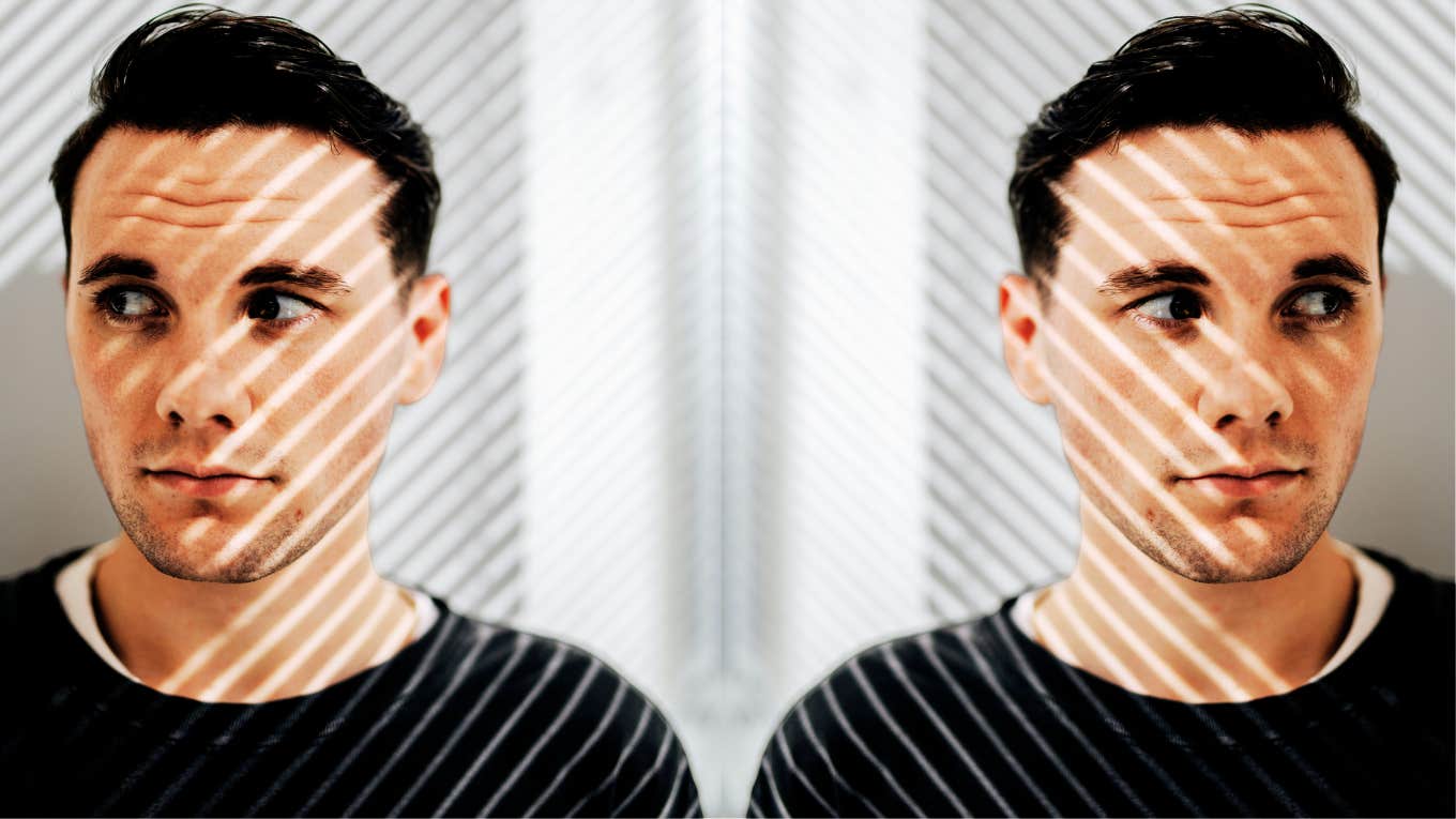 5 Reasons Why Some Men Cannot Stop Cheating, According To An Expert Man with shadow lines on his face