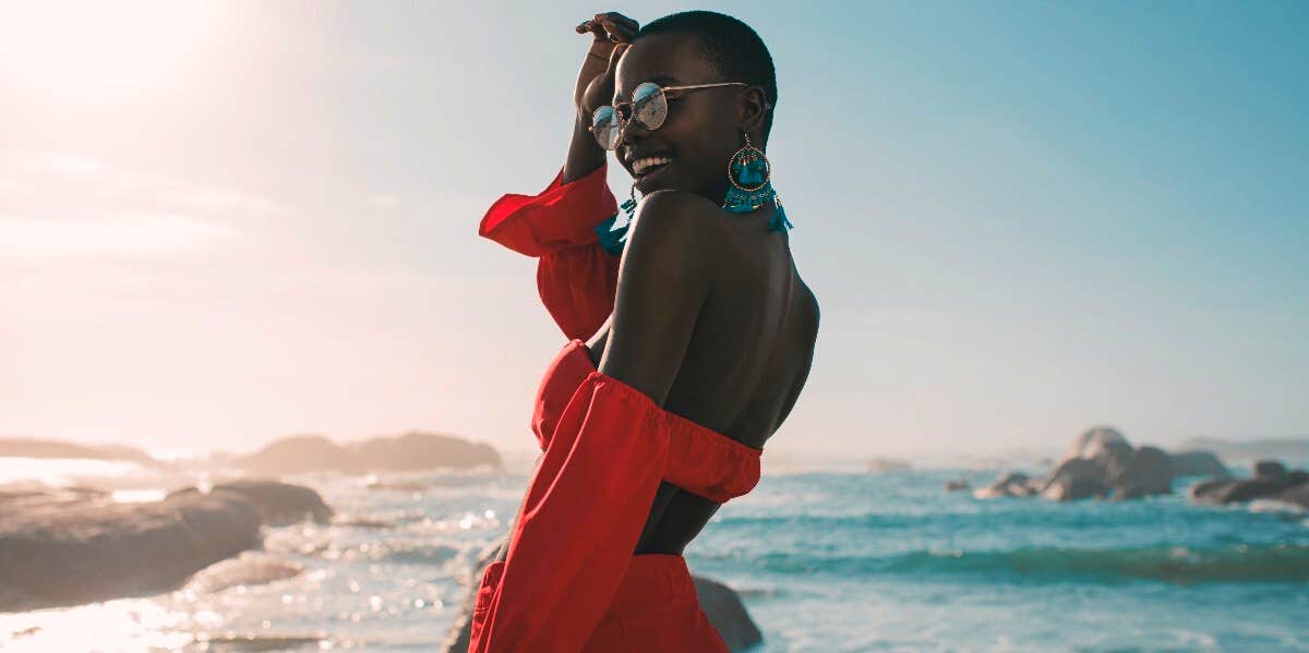 woman wearing sundress on the beach