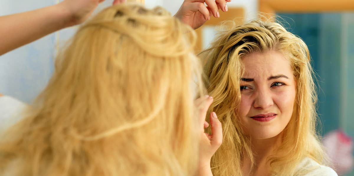 women playing with hair