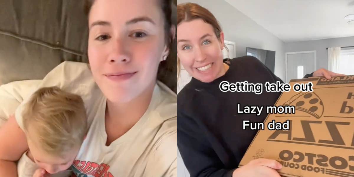 Why Does Society Praise Dads For Doing The Same Parental Labor Expected Of Moms? tiktokers with their kids