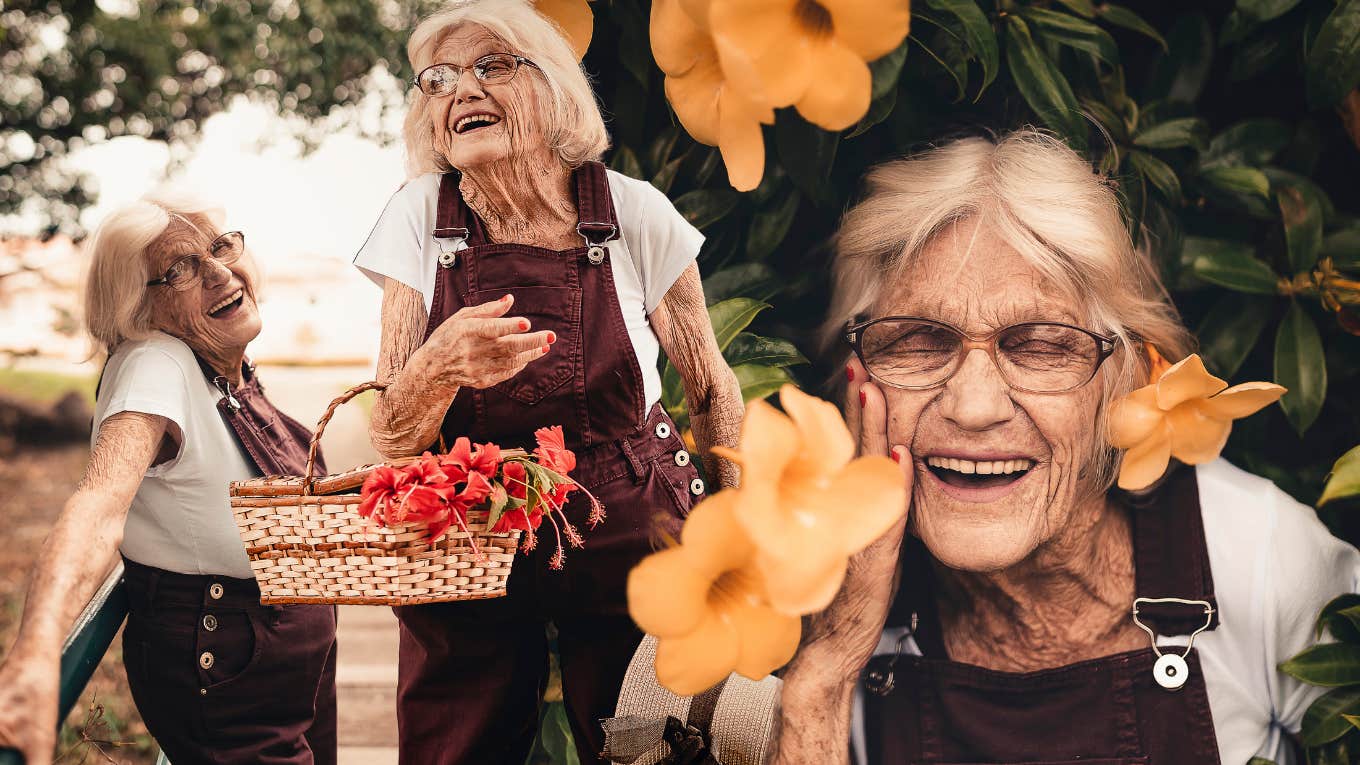 Woman in old age living out her retirement at her own, newly purchased home