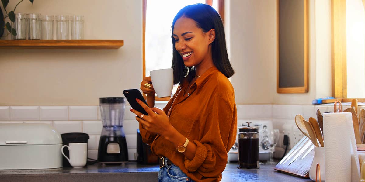 woman drinking coffee in the morning