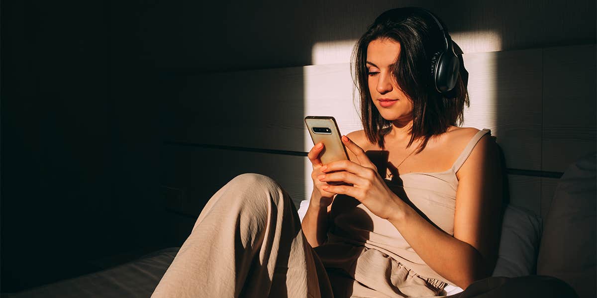 woman listening to music