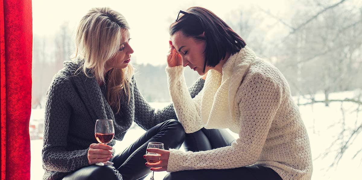 Why You Shouldn’t Forget To Check In On Your Strong Friend woman comforting sad friend