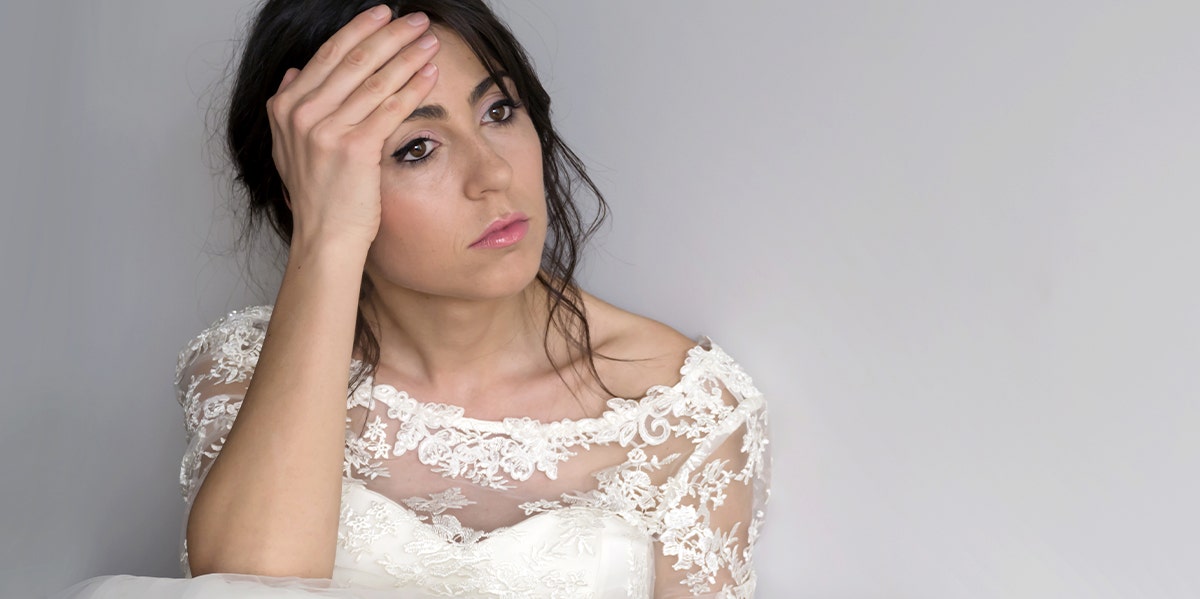 Marrying An Older Man Meant I Became A Widow At 34 bride looking distraught