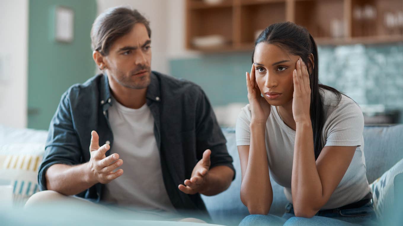 young couple having an argument at home.