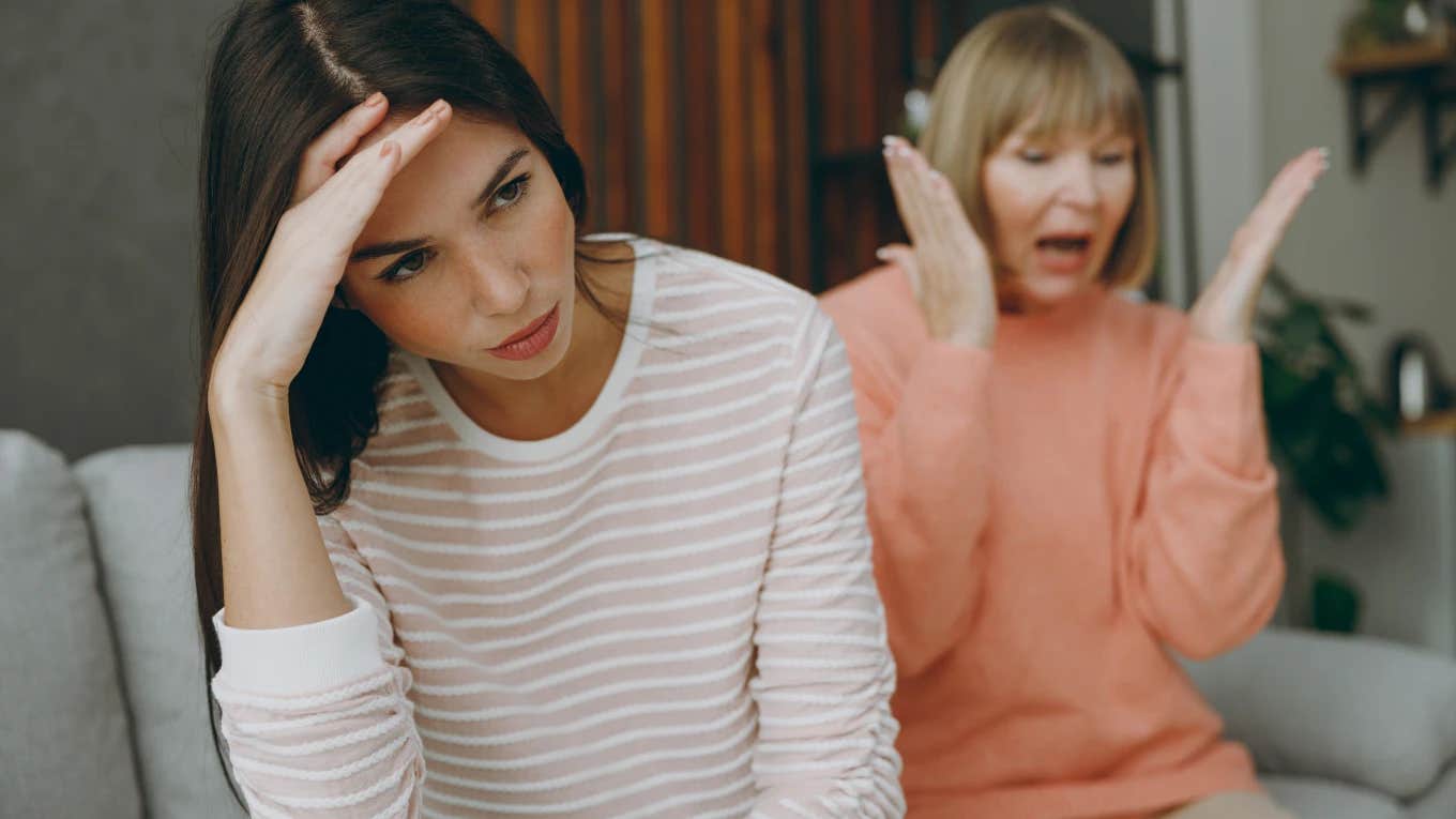stepmom angry with frustrated daughter