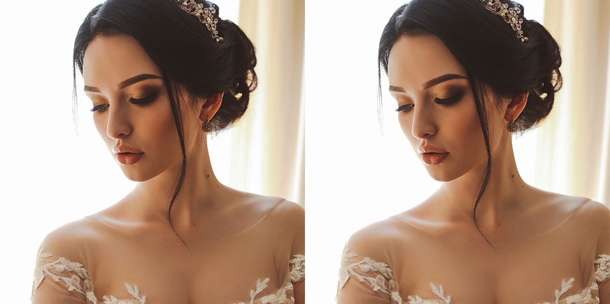 duplicate of woman looking forlorn on wedding day