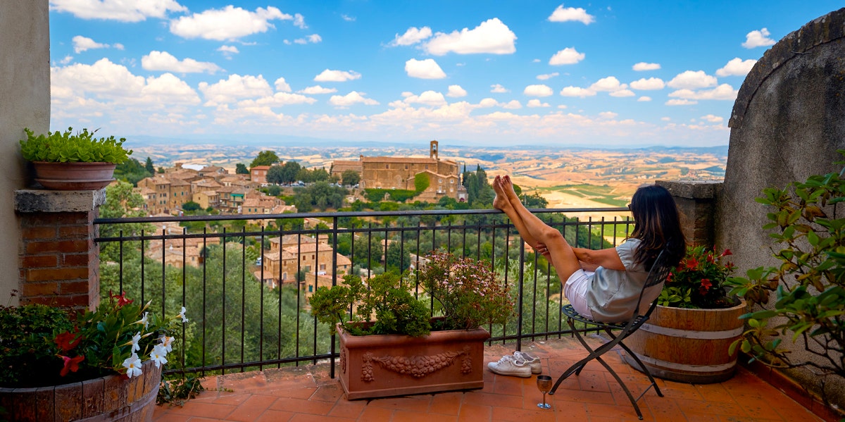 woman relaxing in italy