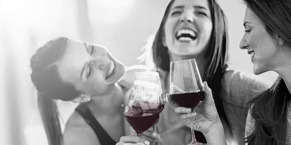 group of friends enjoying wine