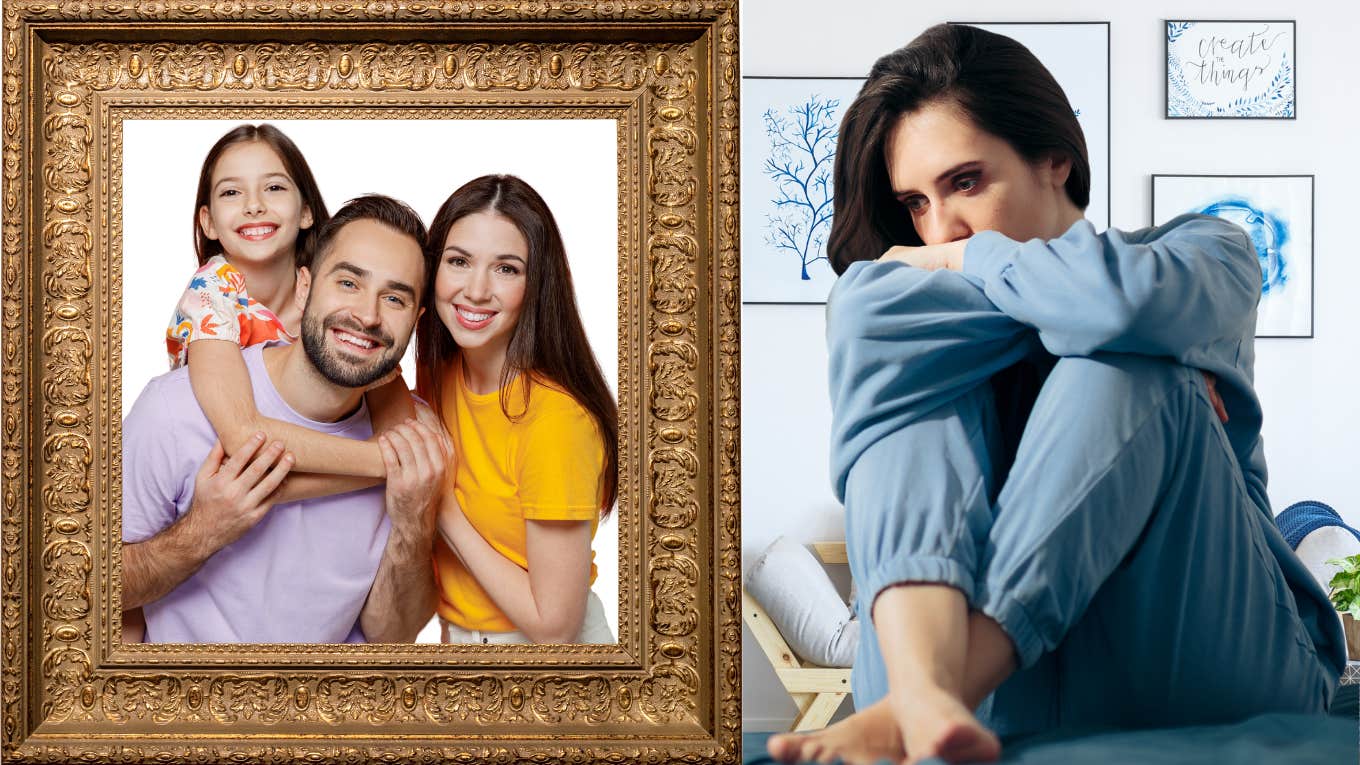 Mother Of 3 Wishes She Had Never Chose To Be A Wife & Mom family portrait and sad mother and wife
