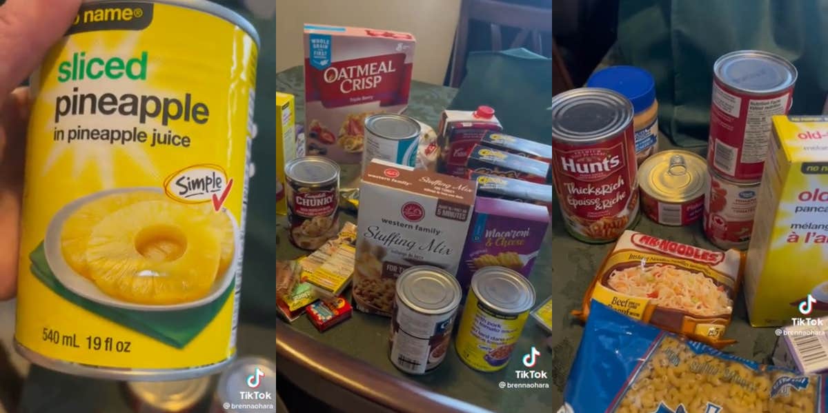 Woman Receives Backlash After Sharing Video Where She Complains About The Food She Received At A Food Bank Food bank haul TikTok