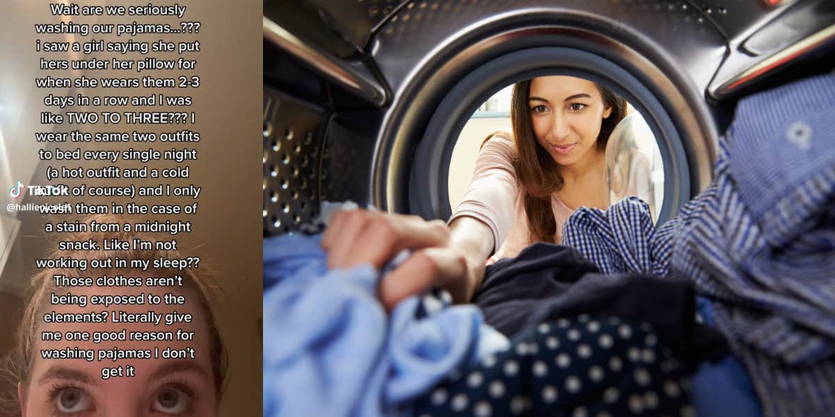 Woman doesn't wash her pajamas TikTok