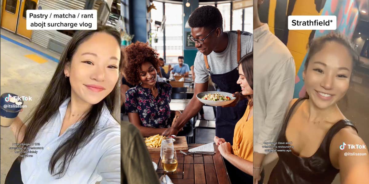 Lisa Sun, waiter serving customers at restaurant