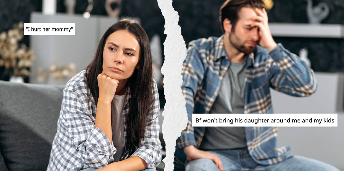 Woman Claims Her 2-Year Boyfriend Won't Bring His Daughter Around Her Kids Because She 'Hurt Her Mommy' Woman and man arguing