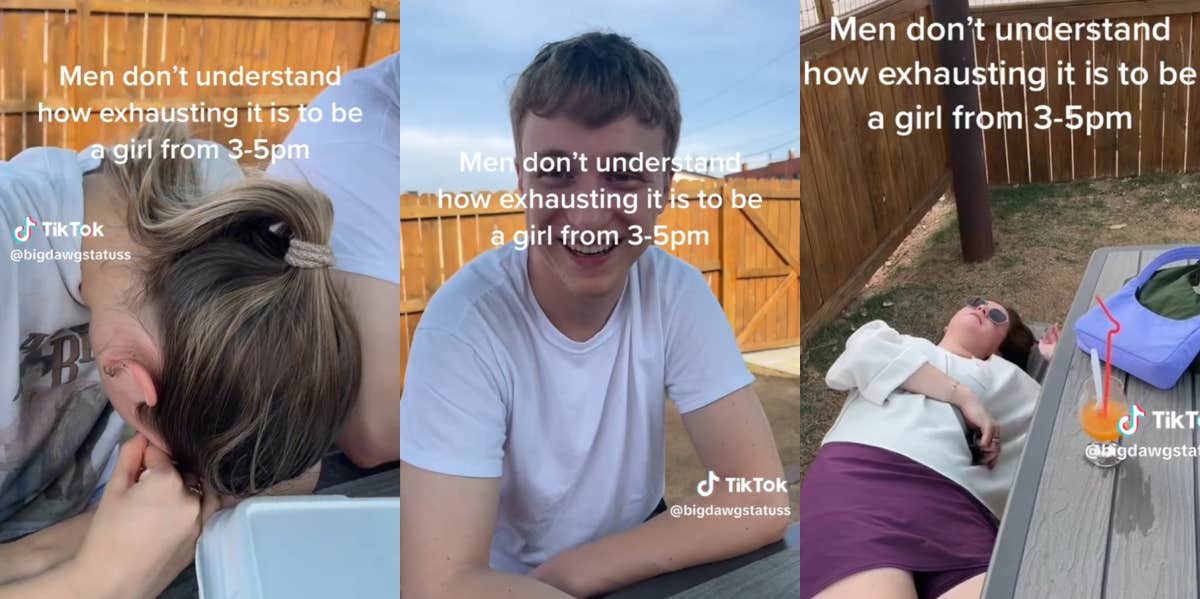 Woman Who Claims It's 'Exhausting' To Be A Woman From 3 To 5 PM Is Actually Scientifically Correct Woman claims it's exhausting to be a woman from 3-5PM TikTok