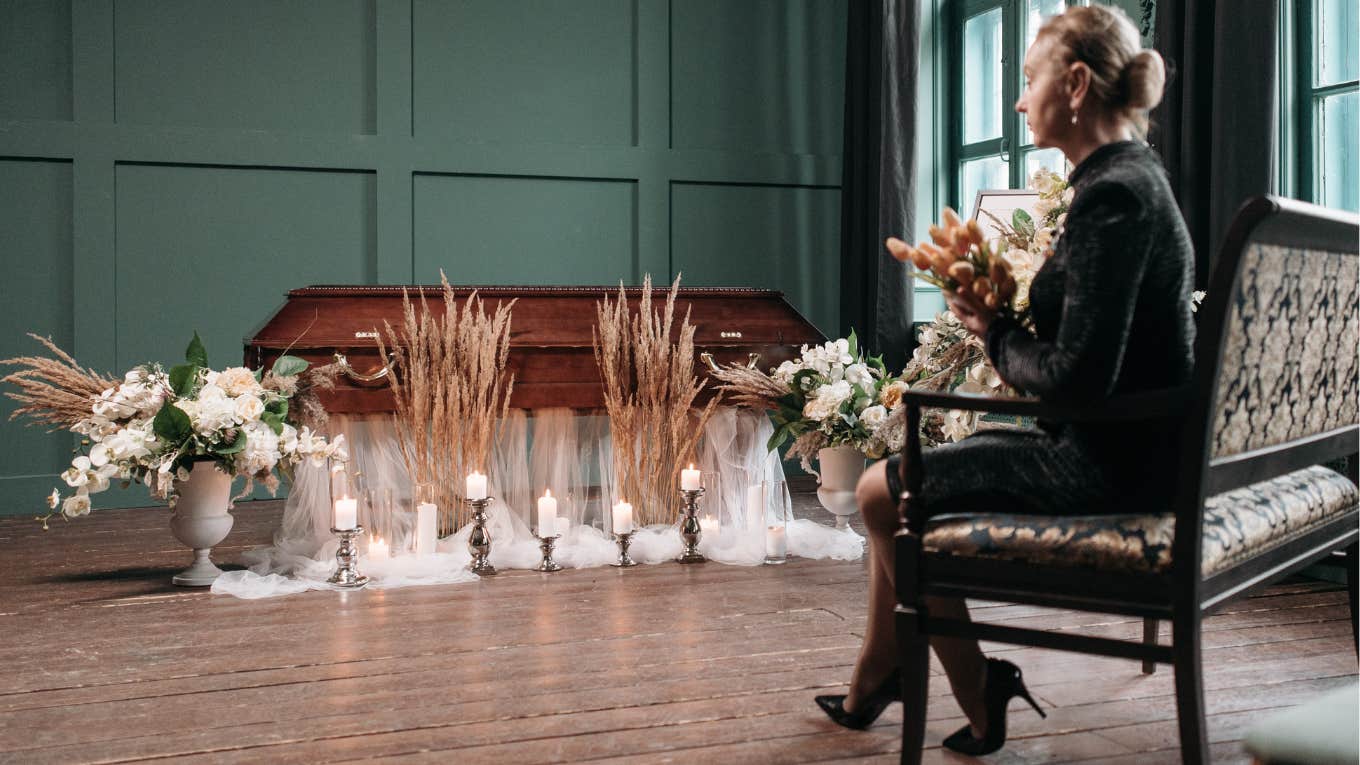 woman at a funeral 