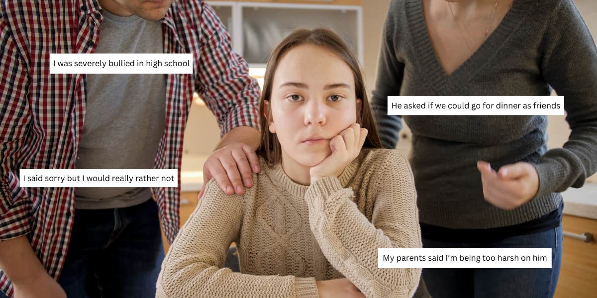 Young girl fighting with parents