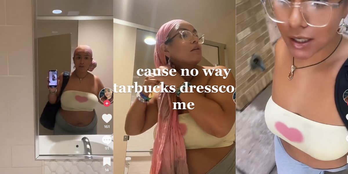 woman, starbucks, dress code