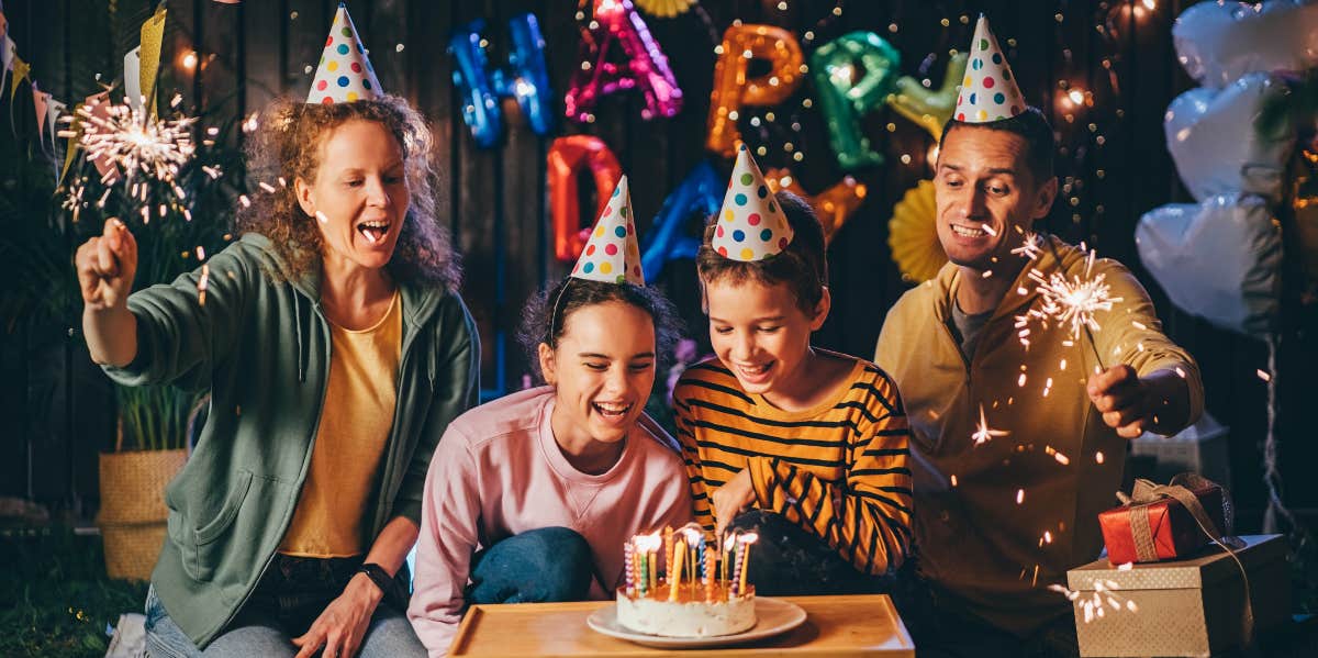 Parents celebrating their children's birthday